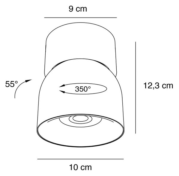 Nordlux Downlight Pitcher, bílá/stříbrná, 1 žárovka, kov, GU10, stmívatelný, Bílá / opál, Obývací pokoj / jídelna, kov, Moderní, Stropní půlkruhové světlo s prostorem