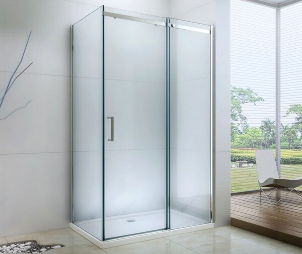 Mexen Omega sprchový kout 150x70cm, 8mm sklo, černý profil-čiré sklo, 825-150-070-70-00