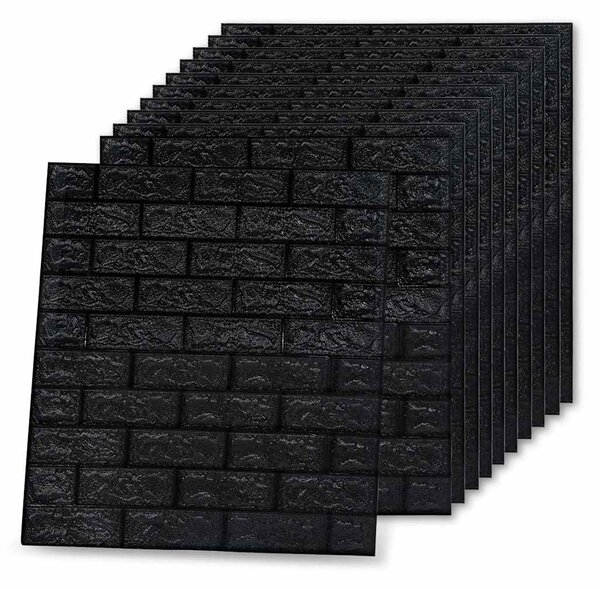 3D tapeta cihly samolepící 10 ks černá 150724