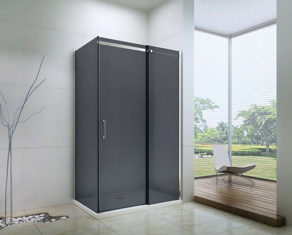 Mexen Omega sprchový kout 160x70cm, 8mm sklo, chromový profil-šedé sklo, 825-160-070-01-40