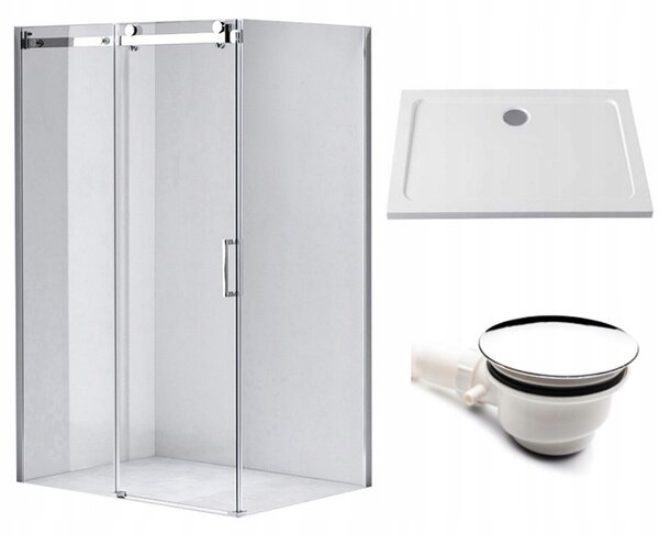 BPS-koupelny Obdélníkový sprchový kout KZ202C 120x90 chrom/transparent + vanička ST04C WH bílá
