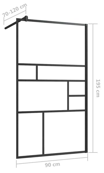 Zástěna do průchozí sprchy čiré ESG sklo 90 x 195 cm černá 150753