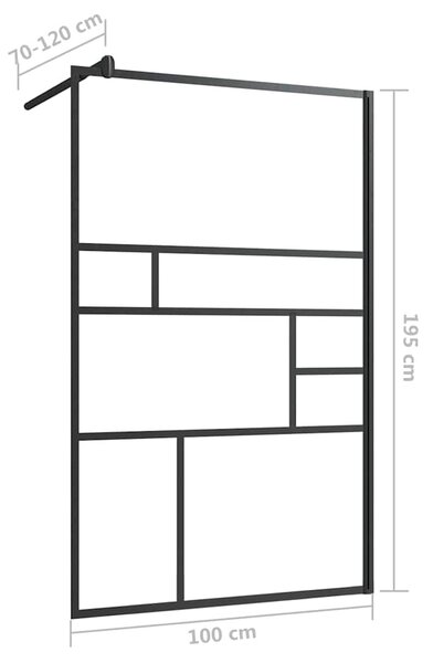 Zástěna do průchozí sprchy čiré ESG sklo 100 x 195 cm černá 150754