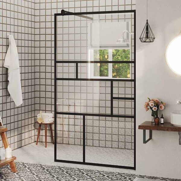Zástěna do průchozí sprchy čiré ESG sklo 90 x 195 cm černá 150753