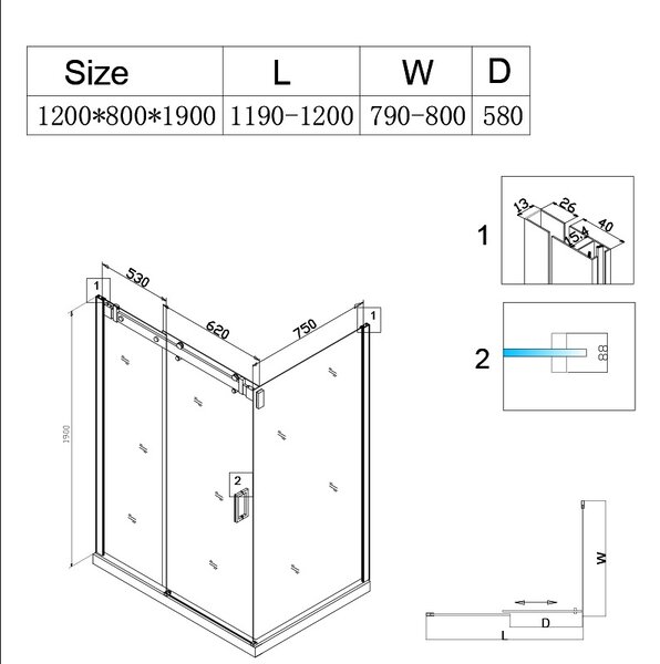 BPS-koupelny Obdélníkový sprchový kout KZ203C 120x80 chrom/transparent + vanička SXL03E bílá