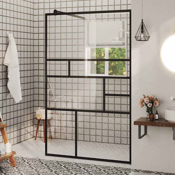 Zástěna do průchozí sprchy čiré ESG sklo 100 x 195 cm černá 150754