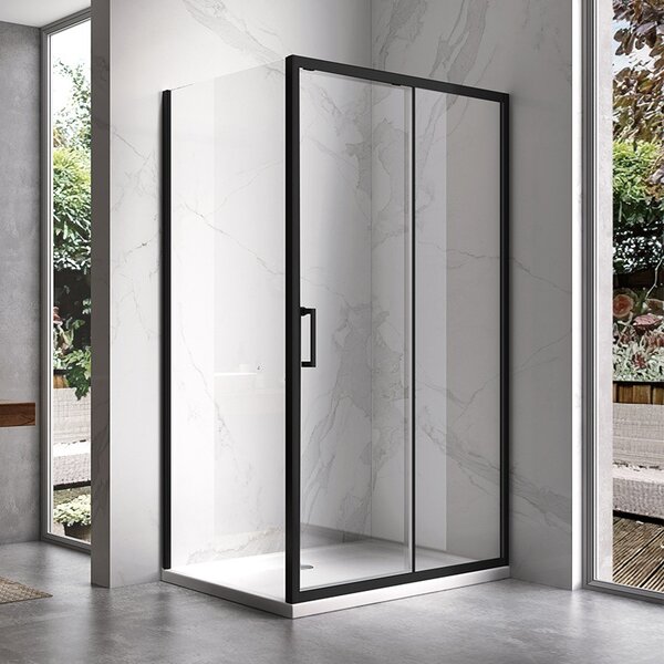 BPS-koupelny Obdélníkový sprchový kout KZ103 BL 90x80 černá/transparent + vanička SXL03B WH bílá