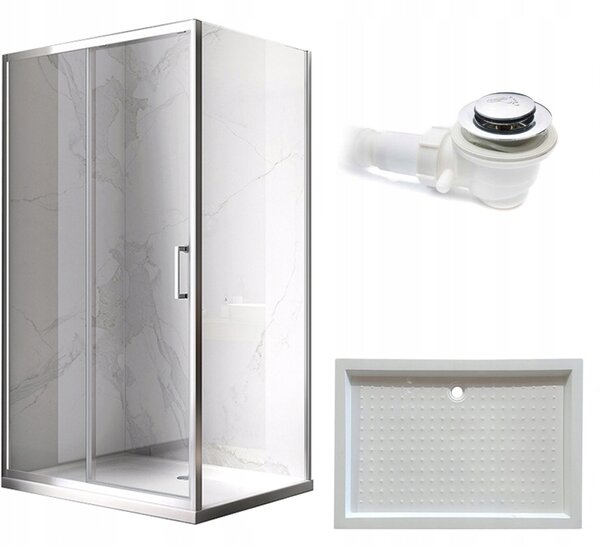 BPS-koupelny Obdélníkový sprchový kout KZ103B 110x80 chrom/transparent + vanička SXL03D WH bílá