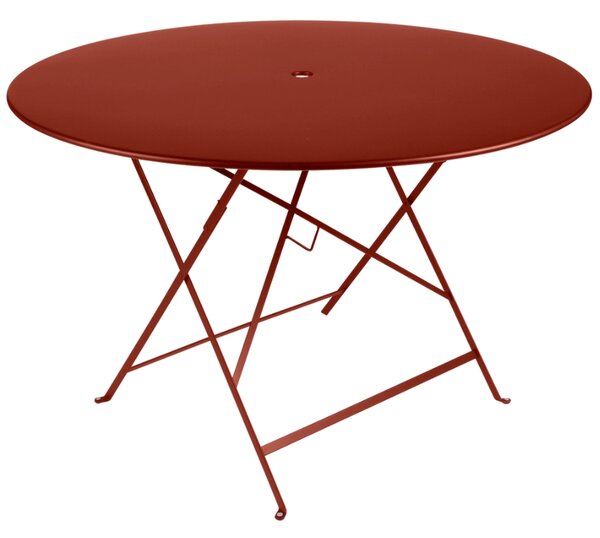 Okrově červený kovový skládací stůl Fermob Bistro Ø 117 cm