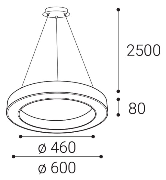 LED2 3273851DT SATURN SLIM závěsné svítidlo LED D600mm 50W/3700lm 3000-4000K TRIAC bílá