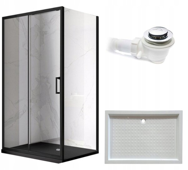 BPS-koupelny Obdélníkový sprchový kout KZ103B BL 110x80 černý/transparent + vanička SXL03D WH bílá