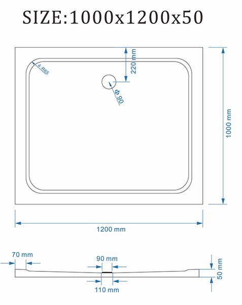 BPS-koupelny Obdélníkový sprchový kout KZ03D BL 120x100 černá/transparent + vanička ST06C bílá