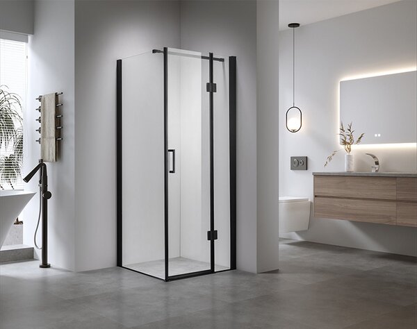 BPS-koupelny Čtvercový sprchový kout KZ1390B 90x90 chrom/transparent + vanička RIKO BL černá