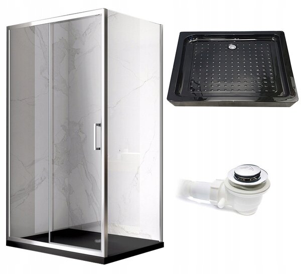 BPS-koupelny Obdélníkový sprchový kout KZ103B 110x80 chrom/transparent + vanička SXL03D BL černá
