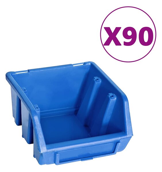 96dílná sada skladovacích zásobníků nástěnné panely modročerná 150816
