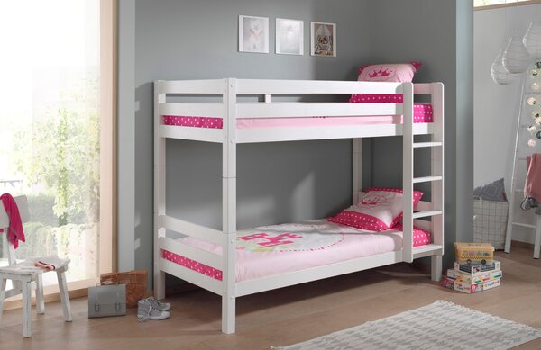 Vyšší bílá borovicová dvoupatrová postel Vipack Pino 90 x 200 cm