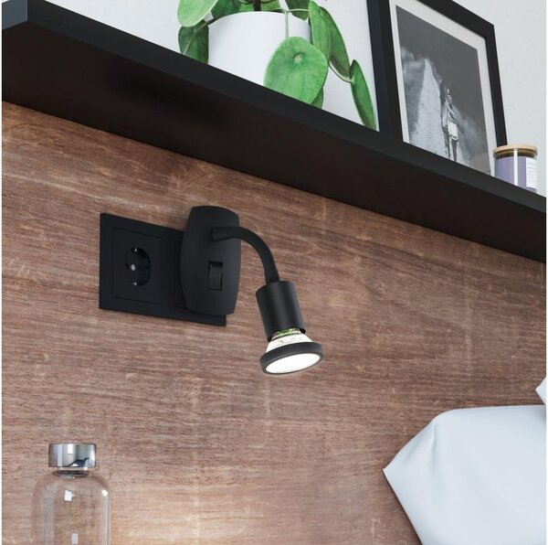Eglo 300913 - LED Svítidlo do zásuvky PARRINI 1xGU10/4,5W/230V černá