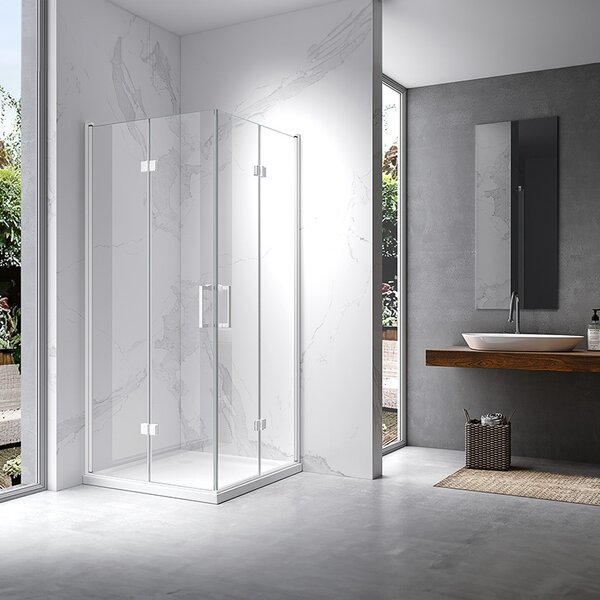 BPS-koupelny Čtvercový sprchový kout KZ08B WH 80x80 bílá/transparent - bez vaničky