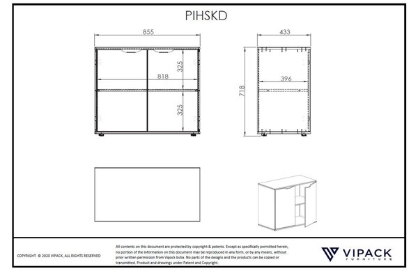 Bílá lakovaná komoda Vipack Pino 85,5 x 43,3 cm