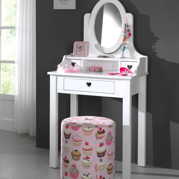 -25 % Dny MOMENTI– Bílý lakovaný toaletní stolek Vipack Amori 70 x 40 cm se zrcadlem