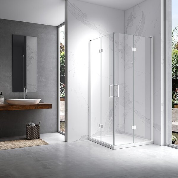 BPS-koupelny Čtvercový sprchový kout KZ08B WH 80x80 bílá/transparent - bez vaničky