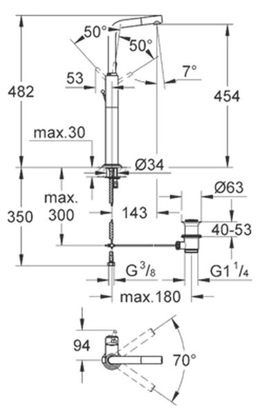 GROHE Atrio - Páková umývadlová batéria, veľkosť XL, chróm 32130001