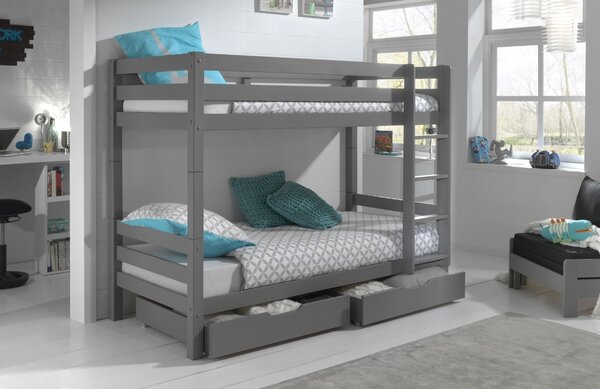 Set dvou šedých borovicových zásuvek k posteli Vipack Pino 97,5 x 88,5 cm