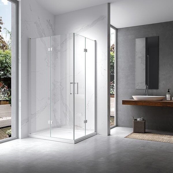 BPS-koupelny Obdélníkový sprchový kout KZ12A WH 90x80 bílá/transparent - bez vaničky