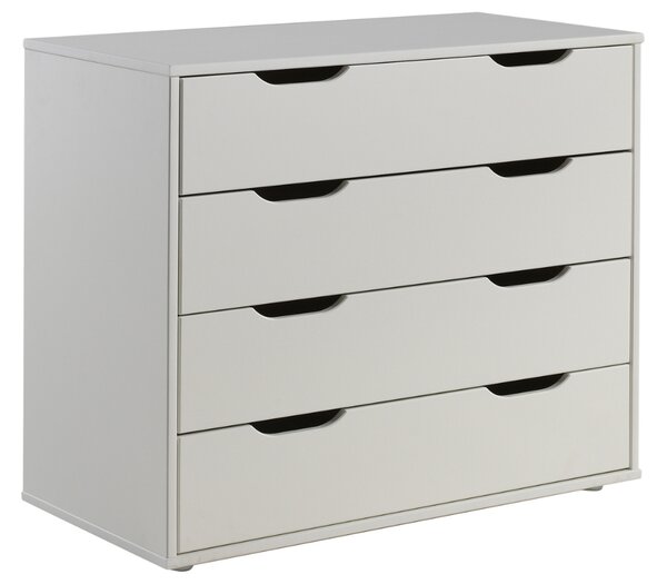 Bílá lakovaná komoda Vipack Pino 85,5 x 43,3 cm se čtyřmi zásuvkami