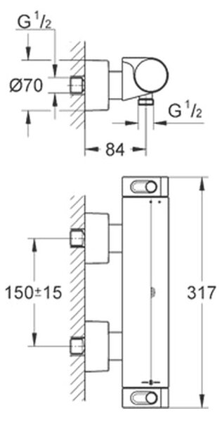 GROHE Grohtherm 2000 - Termostatická sprchová baterie, DN 15, Chrom 34169001