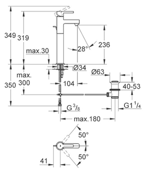 GROHE Lineare - Páková umyvadlová baterie DN 15, velikost XL, Chrom 32250000