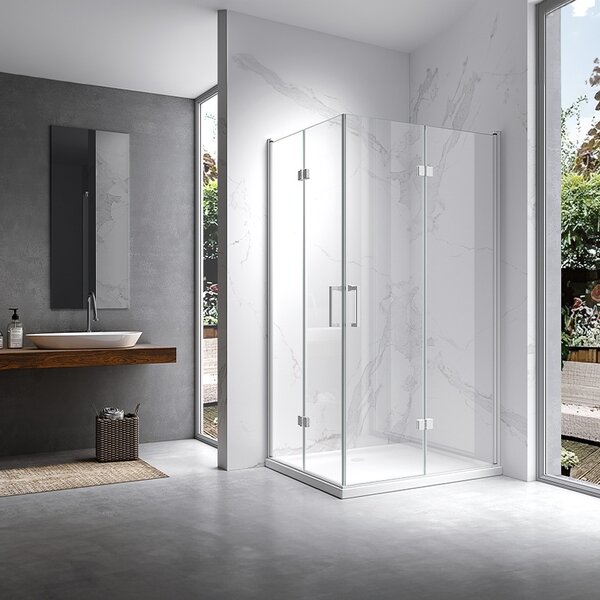 BPS-koupelny Obdélníkový sprchový kout KZ12A WH 90x80 bílá/transparent - bez vaničky