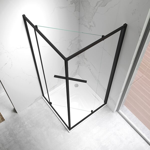 BPS-koupelny Čtvercový sprchový kout KZ16B 90x90 černá/transparent - bez vaničky