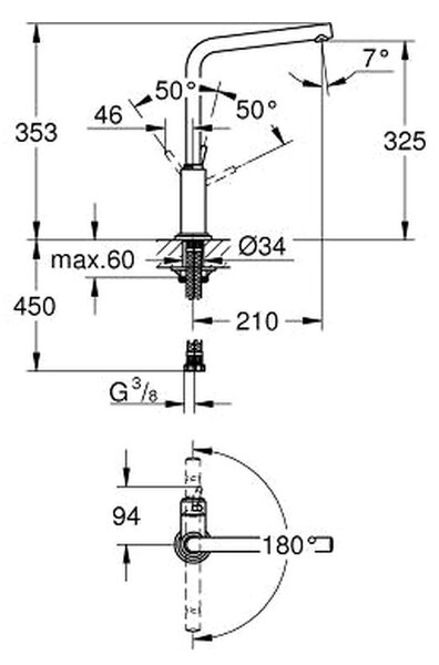 GROHE Atrio - Páková dřezová baterie, DN 15, Chrom 32136001