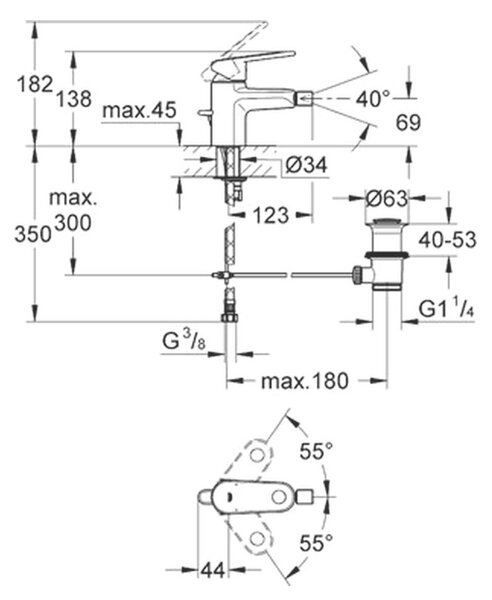 GROHE Europlus - Páková bidetová baterie, DN 15, velikost S, Chrom 33241002