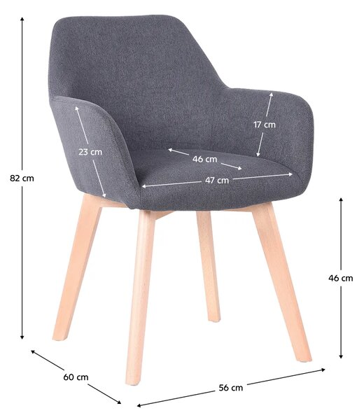 KONDELA Designové křeslo, tmavě šedá/buk, CLORIN NEW