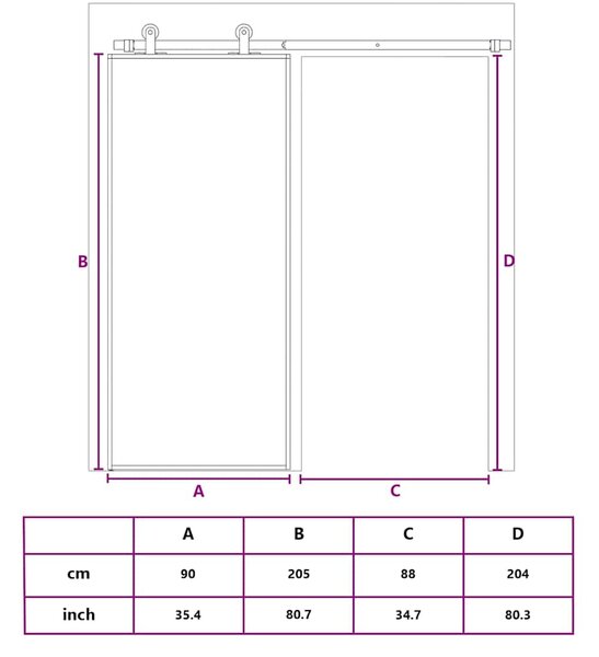 Posuvné dveře ESG sklo a hliník 90 x 205 cm černé 151009