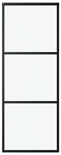 Posuvné dveře 3dílné ESG sklo a hliník 76 x 205 cm černé 151008