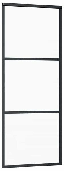Posuvné dveře 3dílné ESG sklo a hliník 76 x 205 cm černé 151008