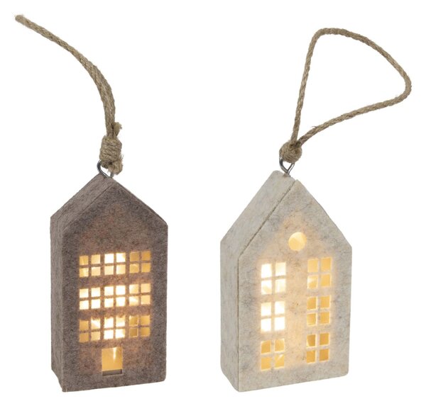 Závěsná plstěná dekorace 15cm domeček LED
