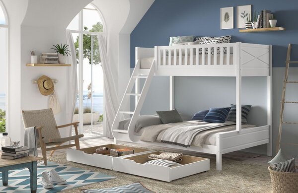 Set dvou bílých borovicových zásuvek k posteli Vipack Pino 97,5 x 88,5 cm