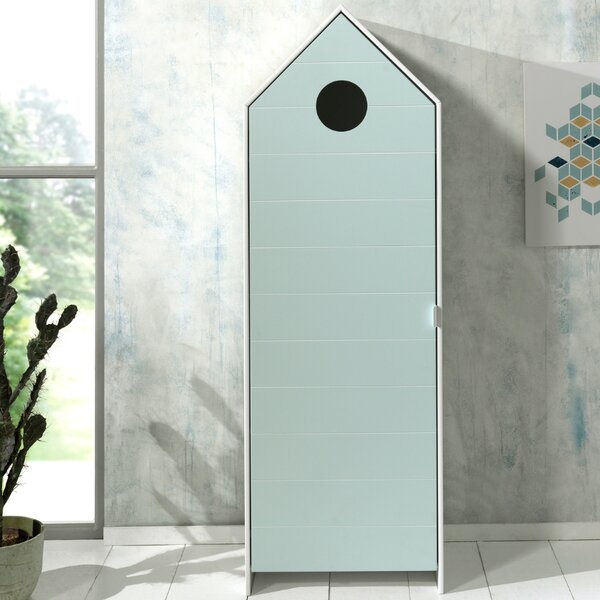 Vipack Zelená lakovaná šatní skříň Casami 172 x 58 cm s kulatým otvorem