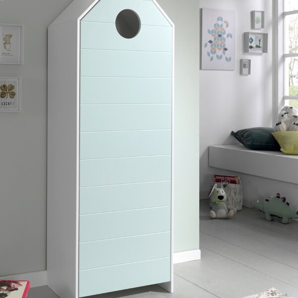 Vipack Zelená lakovaná šatní skříň Casami 172 x 58 cm s kulatým otvorem