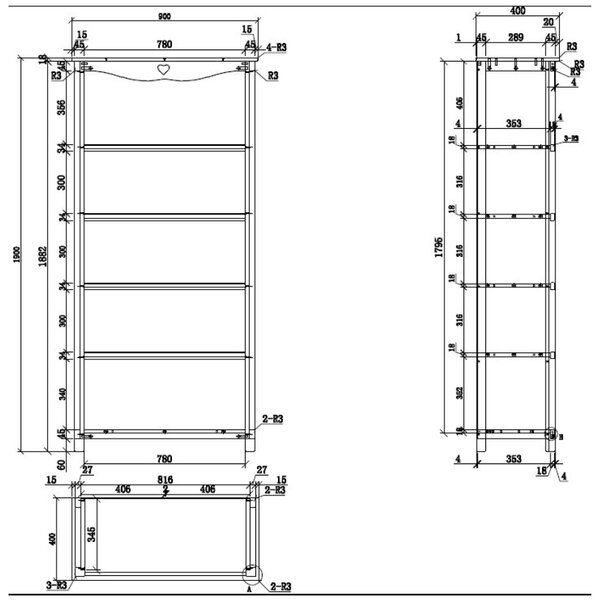 Bílá lakovaná knihovna Vipack Amori 90 x 40 cm