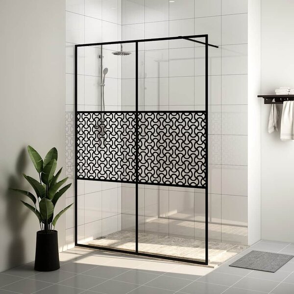 Zástěna do průchozí sprchy čiré ESG sklo 140 x 195 cm černá 151032