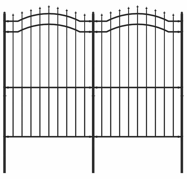 Zahradní plot Woerden s kopím nahoře černý 240 x 175 cm ocelový 151083
