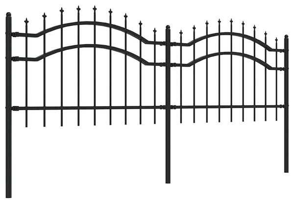 Zahradní plot Woerden s kopím nahoře černý 240 x 75 cm ocelový 151079