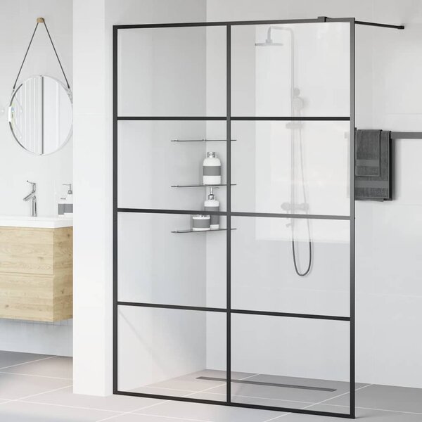 Zástěna do průchozí sprchy čiré ESG sklo 140 x 195 cm černá 151037