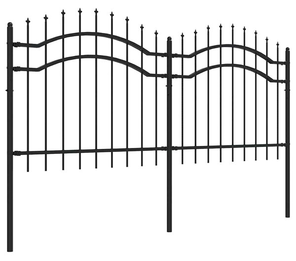 Zahradní plot Woerden s kopím nahoře černý 240 x 100 cm ocelový 151080