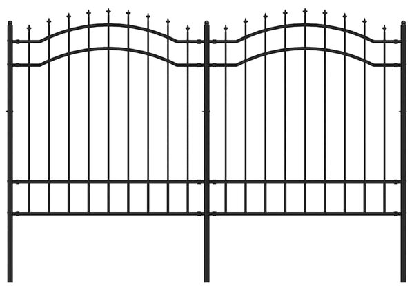 Zahradní plot Woerden s kopím nahoře černý 240 x 125 cm ocelový 151081